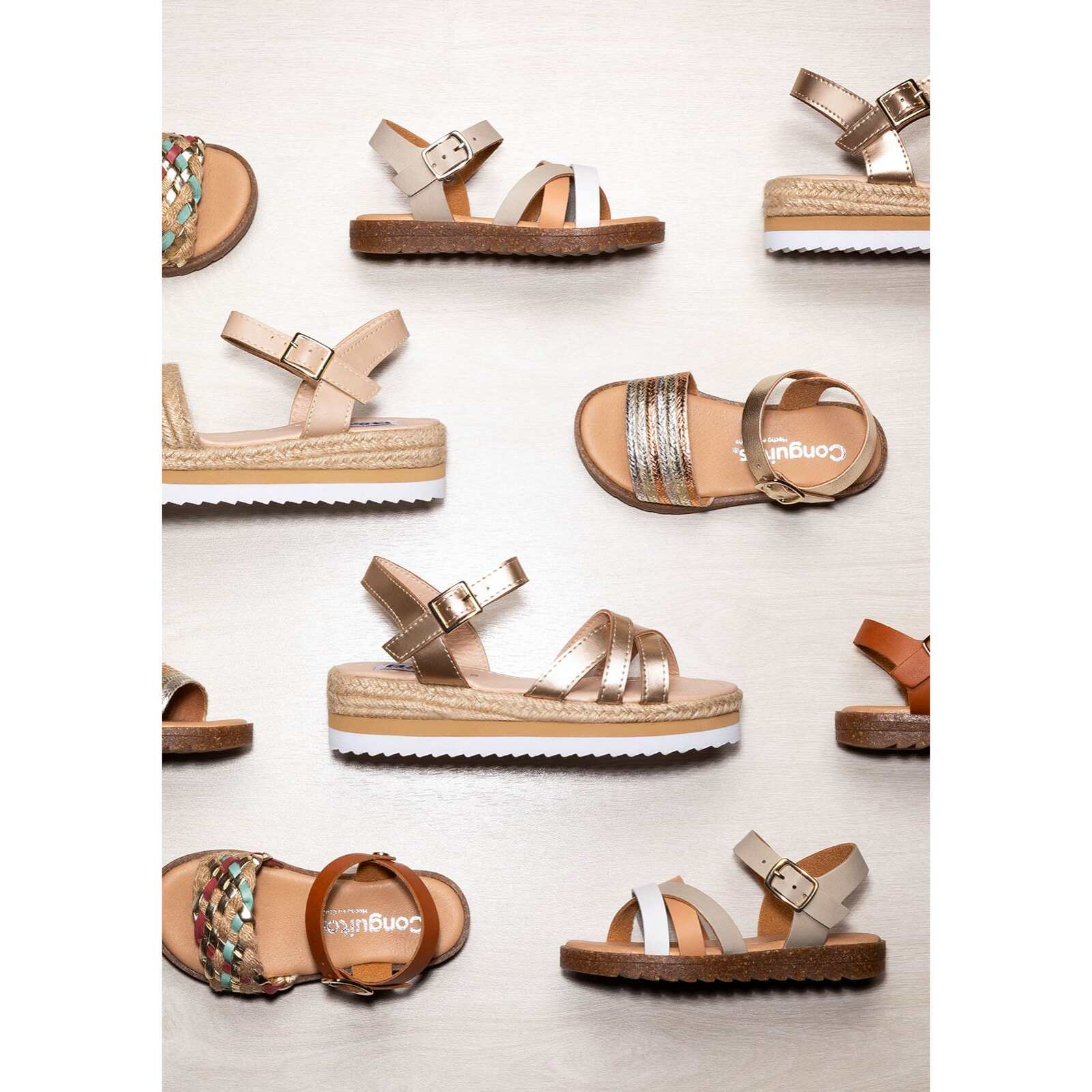 Sandalias De Niña Trenzado Piel Marrón