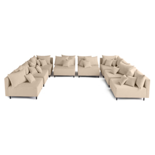 Edinburg - canapé modulable panoramique 8 places - en velours côtelé - Beige