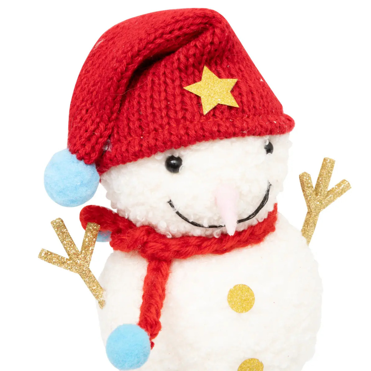 Sujet bonhomme de neige doudou polystyrène H.13cm blanc