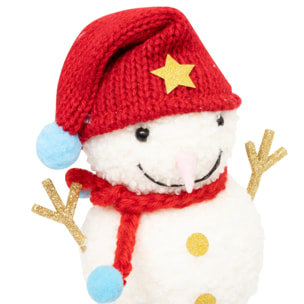 Sujet bonhomme de neige doudou polystyrène H.13cm blanc