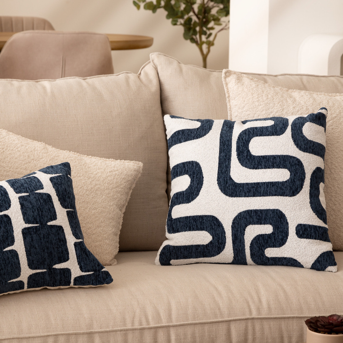 Coussin jacquard Safina bleu égéen 40x40cm