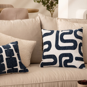 Coussin jacquard Safina bleu égéen 40x40cm