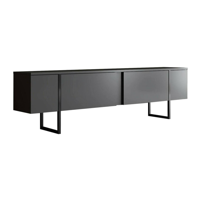 Mobile porta TV Dgridell, Credenza da soggiorno, Armadio basso per TV, Base parete attrezzata, 180x30h50 cm, Antracite e Nero