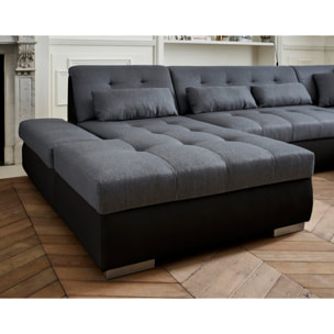 Vermont - canapé panoramique d'angle droit - 7 places - XXL - Noir / Gris