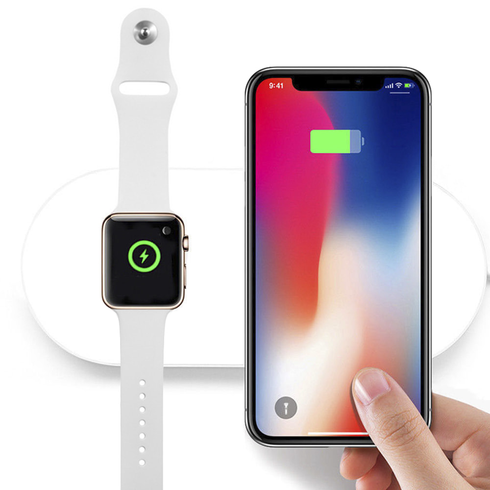 Caricabatterie wireless Qi compatibile con la ricarica rapida Fast Charge per iPhone, Samsung, Smartphone e iWatch