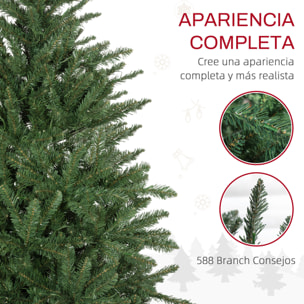 Árbol de Navidad 150 cm Árbol de Navidad Artificial con 220 Luces LED 588 Ramas y Soporte de Metal Árbol Navideño para Salón Interior Verde