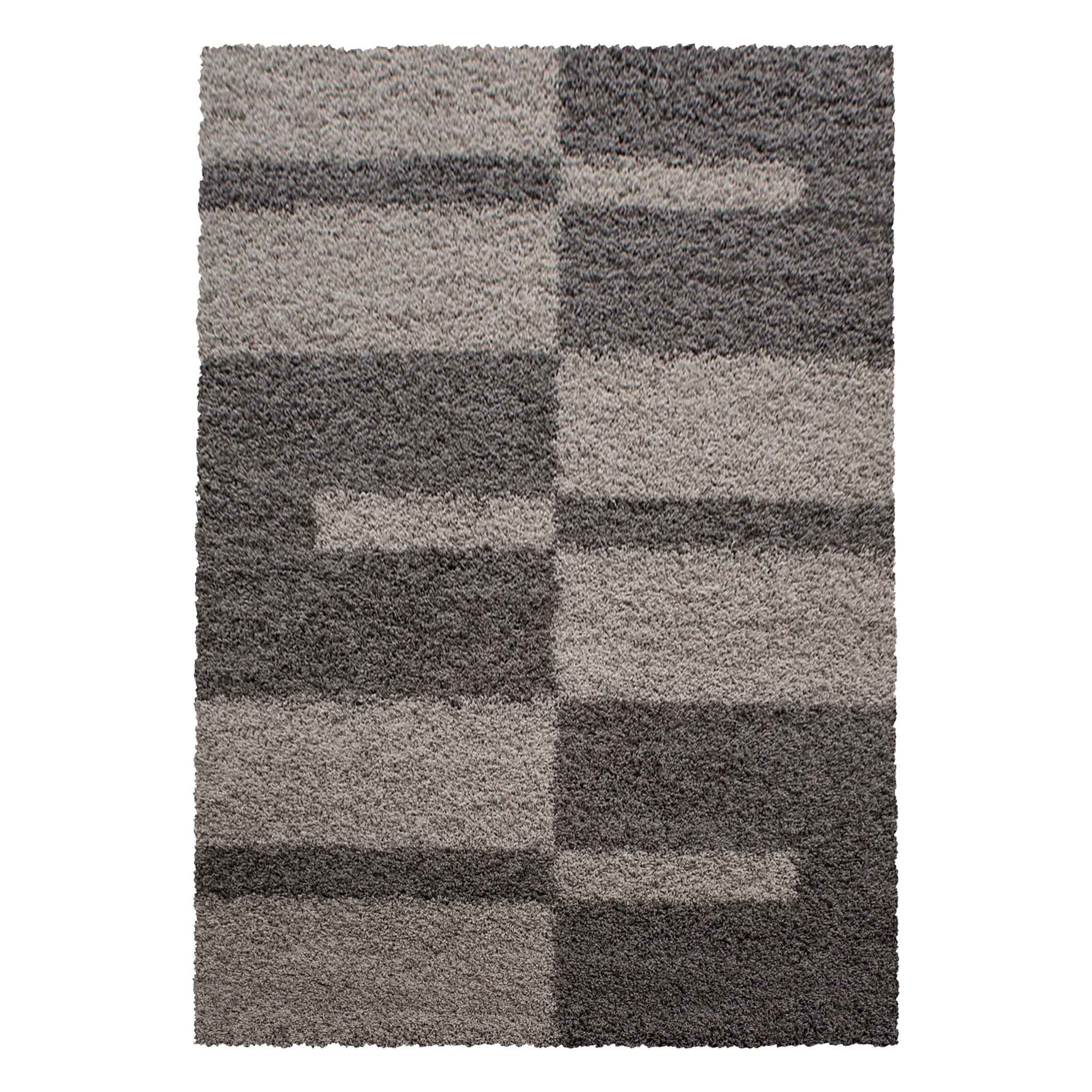 GALA - Tapis shaggy à poils longs motif géométrique taupe
