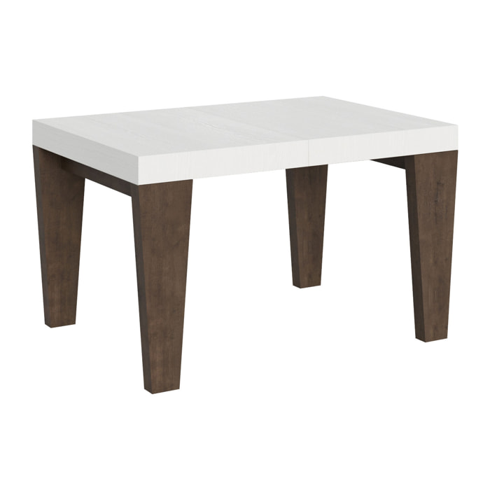 Mesa extensible 90x130/390 cm Spimbo Mix tapa Fresno Blanco patas Nogal