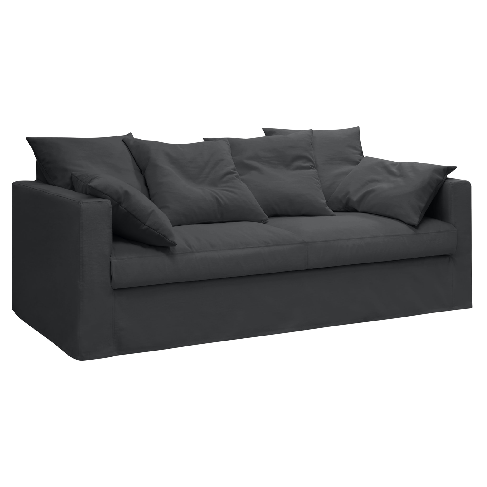 Canapé lin 4 pl SOFIA 197 cm fixe tissu Anthracite 100% déhoussable – Fab France