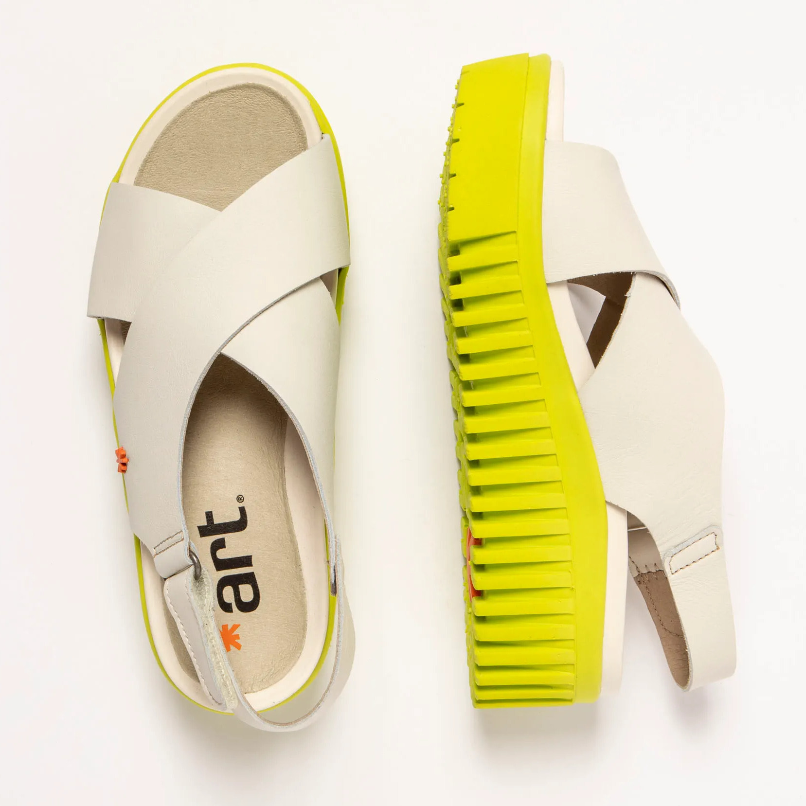 Sandalia de cuña 1574 NAPPA CREAM-PISTACHO/BRIGHTON color Cream-pistacho