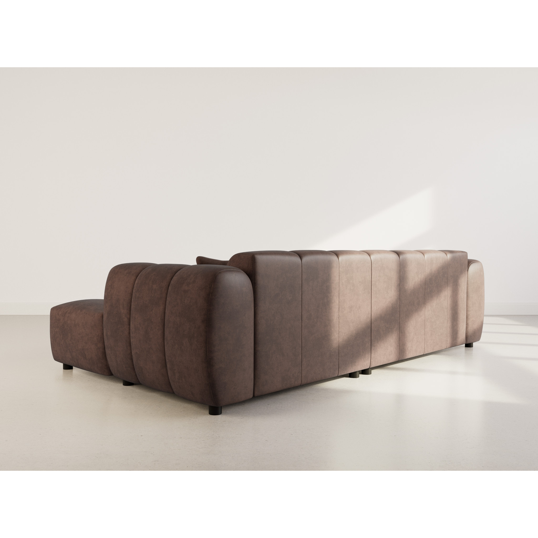 Curtis - canapé d'angle droit 4 places en simili - Marron