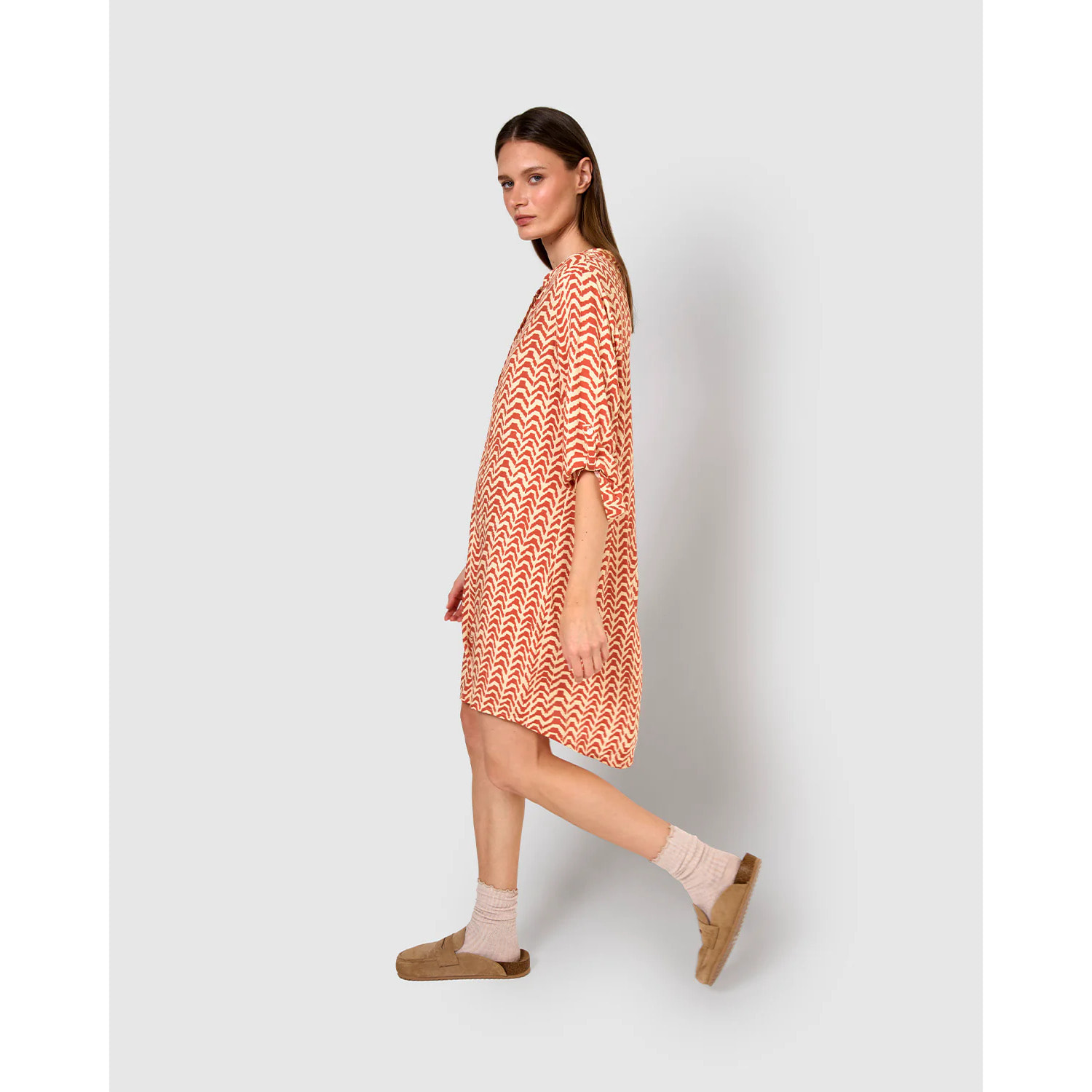 Vestido viscosa oveta teja