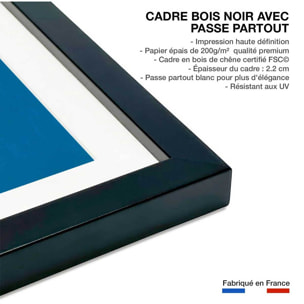 Poster deco mer embarcadère Affiche + cadre en bois - Noir