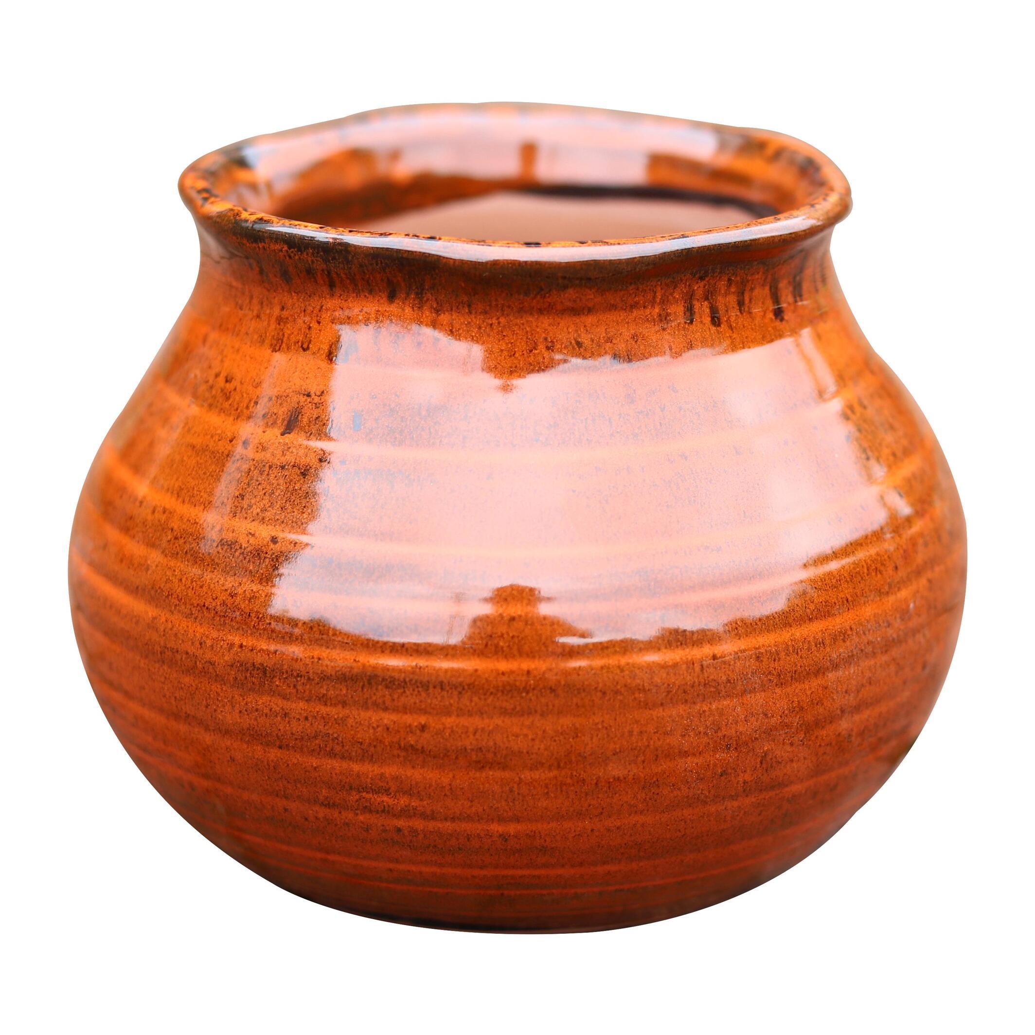 Vaso rotondo - Pezzi 6 - 12,5xH15x12,5cm - Colore: ArancioTropicale - Bianchi Dino -