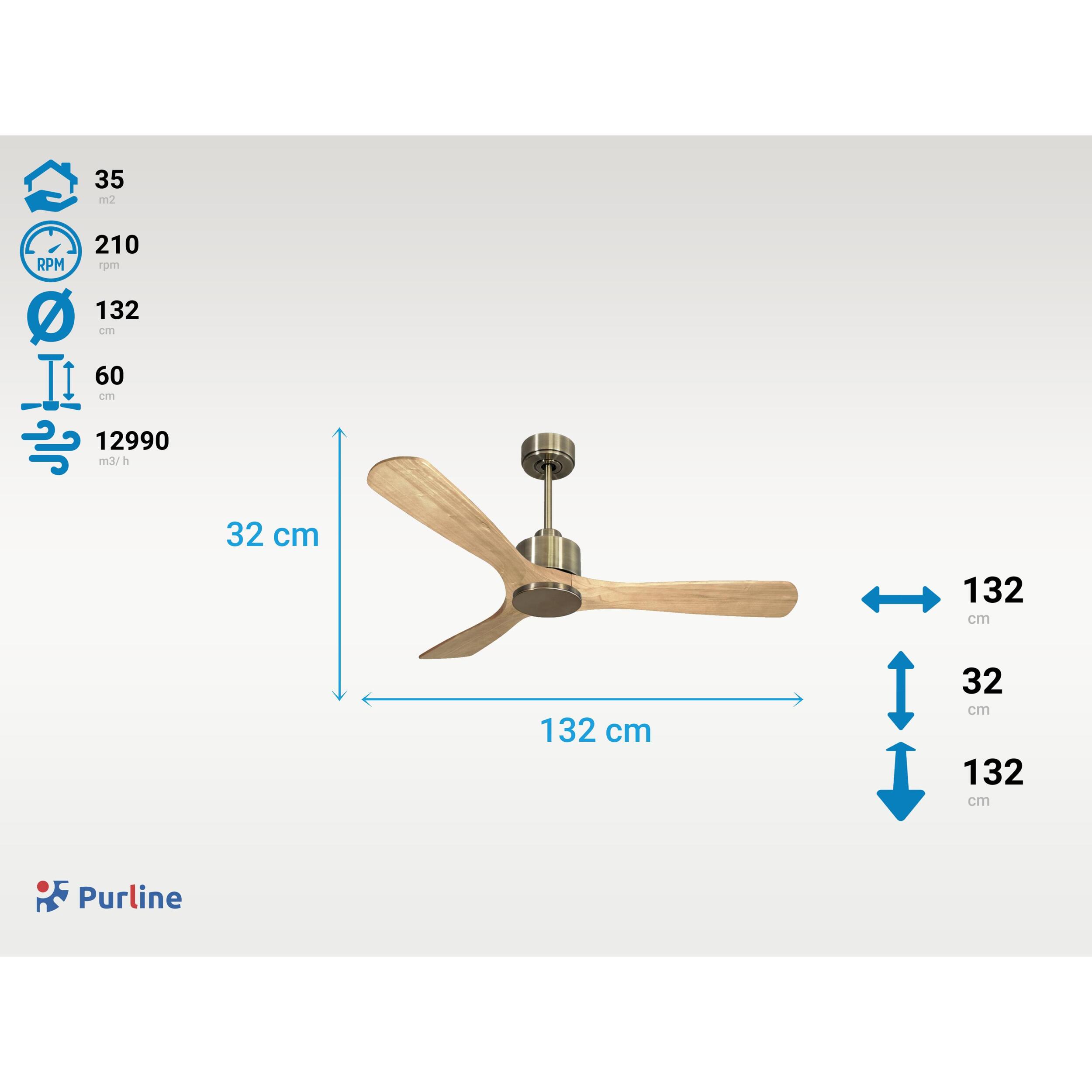 Ventilateur de plafond Réversible  Thermostat Wifi Moteur à courant continu Toits en pente Télécommande Hypersilence Mémoire