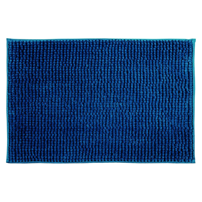 Alfombra de baño MSV "Chenille" antideslizante de microfibra en color azul oscuro 60 x 90 cm