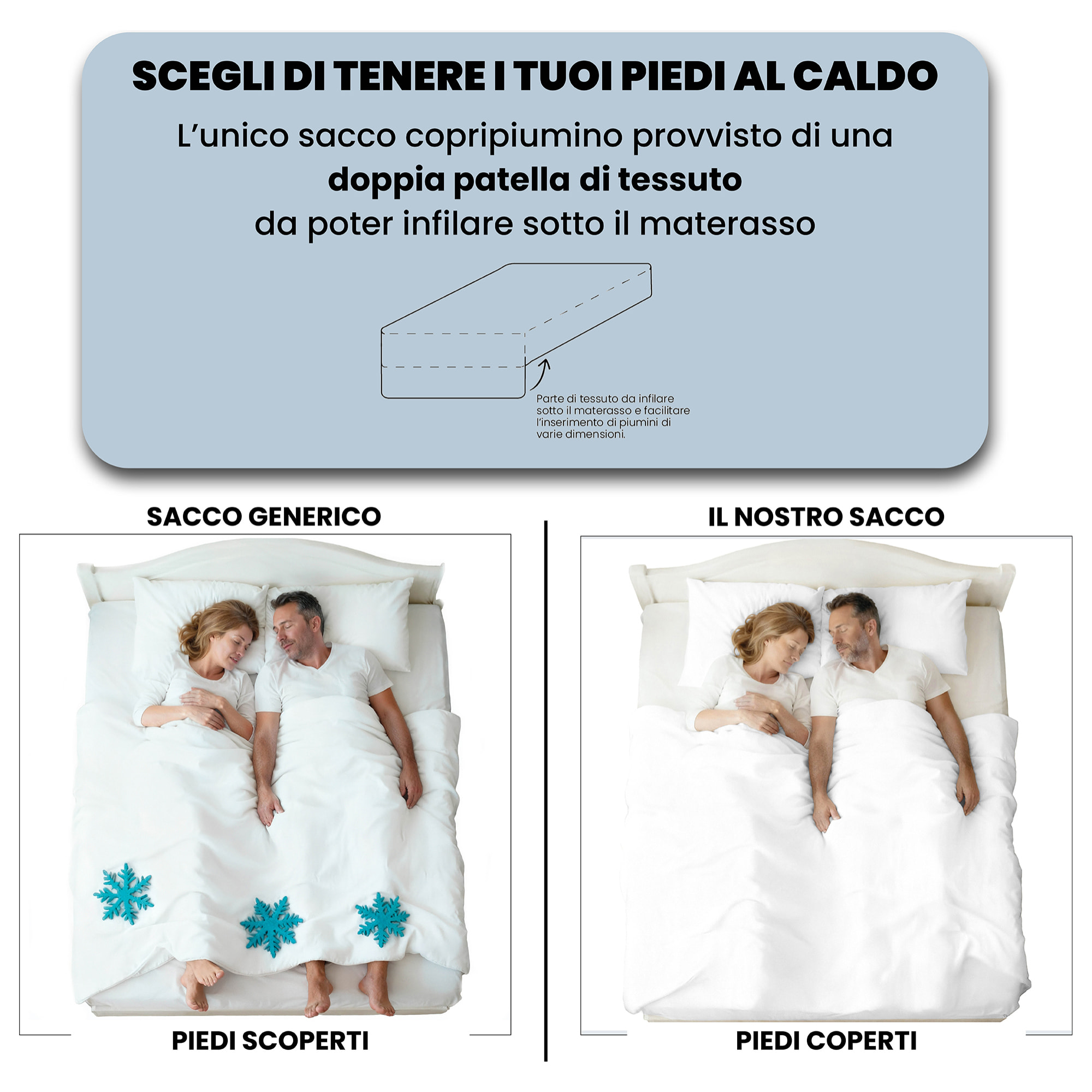 PARURE COPRIPIUMINO NATURAL COLOR, 100% Cotone, Made in Italy - BIANCO/BIANCO