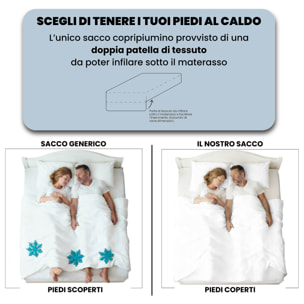 PARURE COPRIPIUMINO NATURAL COLOR, 100% Cotone, Made in Italy - BIANCO/BIANCO