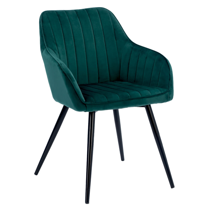 Chaise en velours BERTILLE verte
