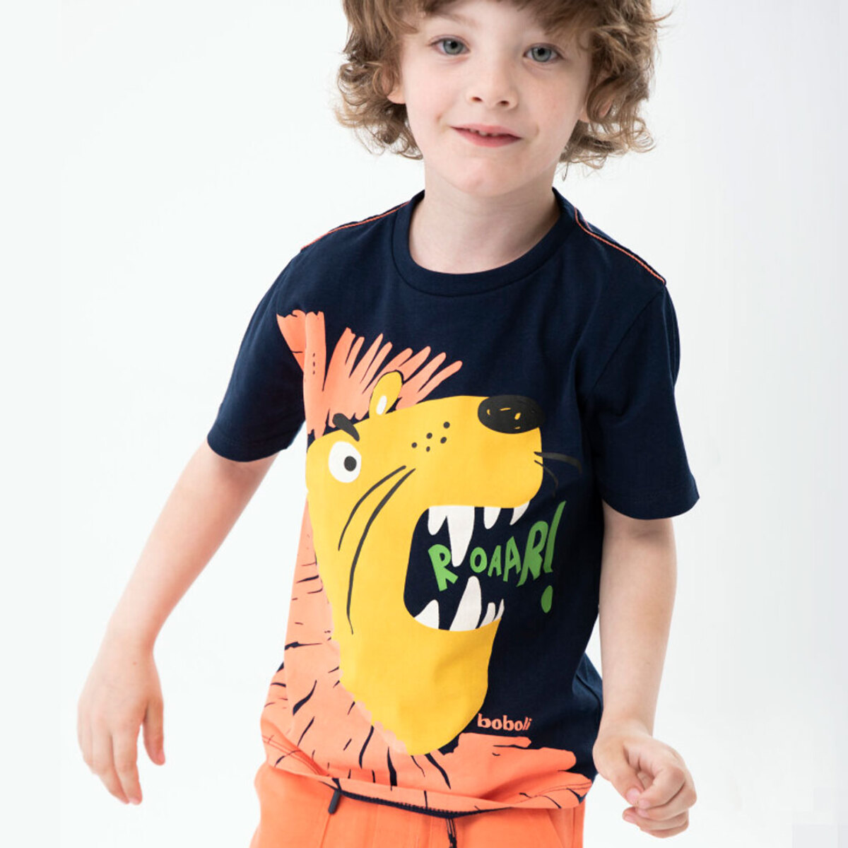 Camiseta niÃ±o estampada, mangas cortas, azul marino, 398044