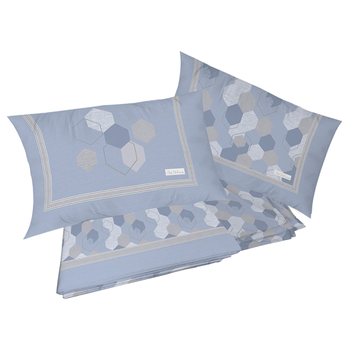 Completo letto in flanella bologna azzurro