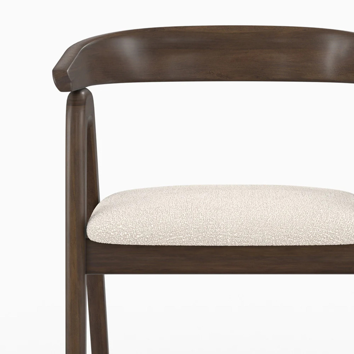Chaise en bois d'hévéa foncé et tissu bouclé crème - Hawa