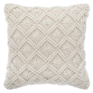 Coussin déhoussable en macramé - Ecru