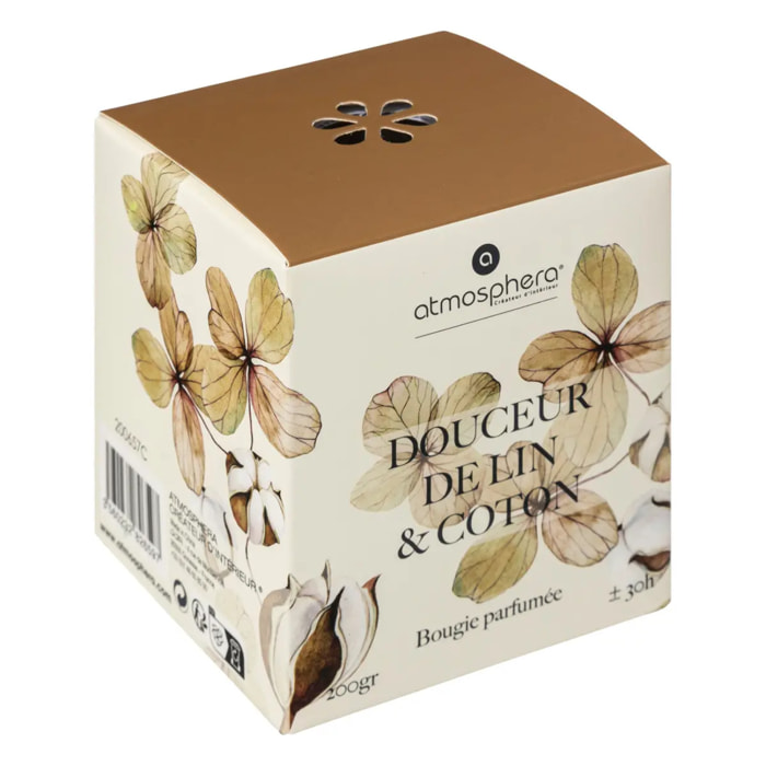 Bougie parfumée cloche "Oudy" 200g fleur de coton