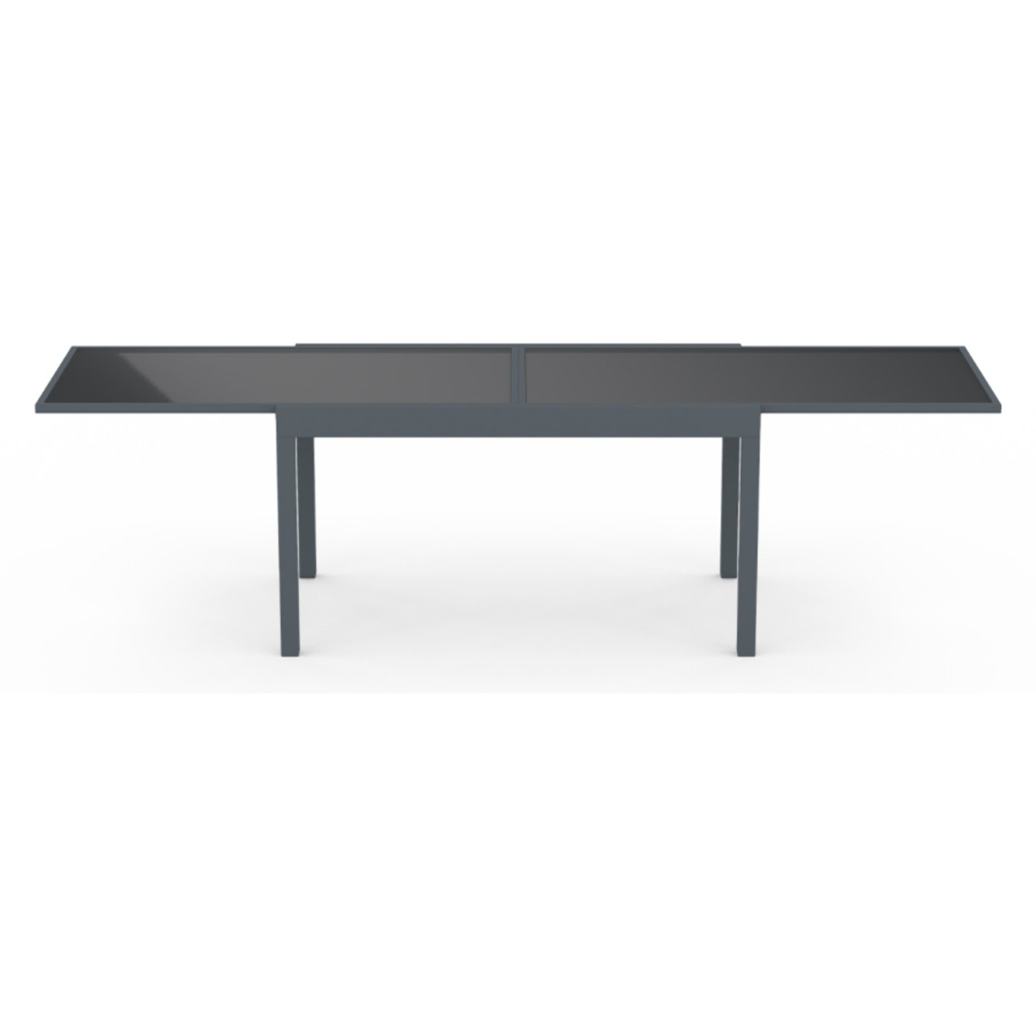 Table de jardin extensible en verre trempé gris foncé 135-270cm