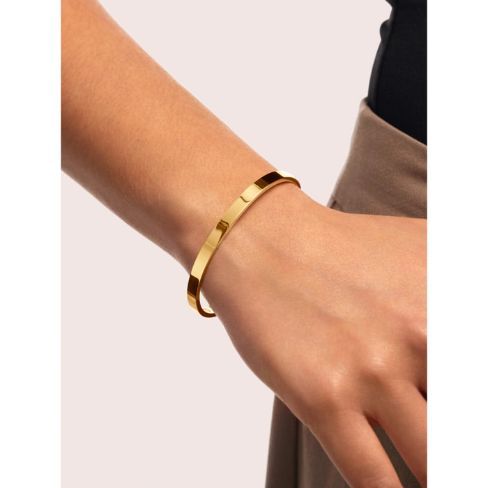 Brazalete Plate Acero Baño Oro