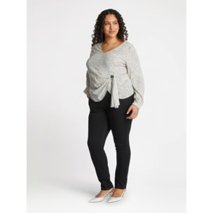 Fiorella Rubino - Blusa estampada con pliegues a los lados - Blanco