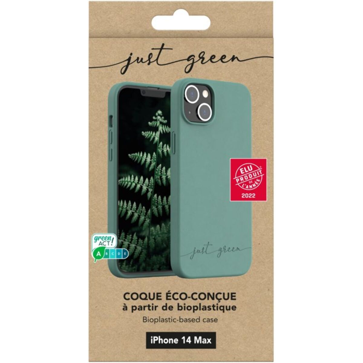 Coque JUST GREEN iPhone 14 Plus Bio vert nuit