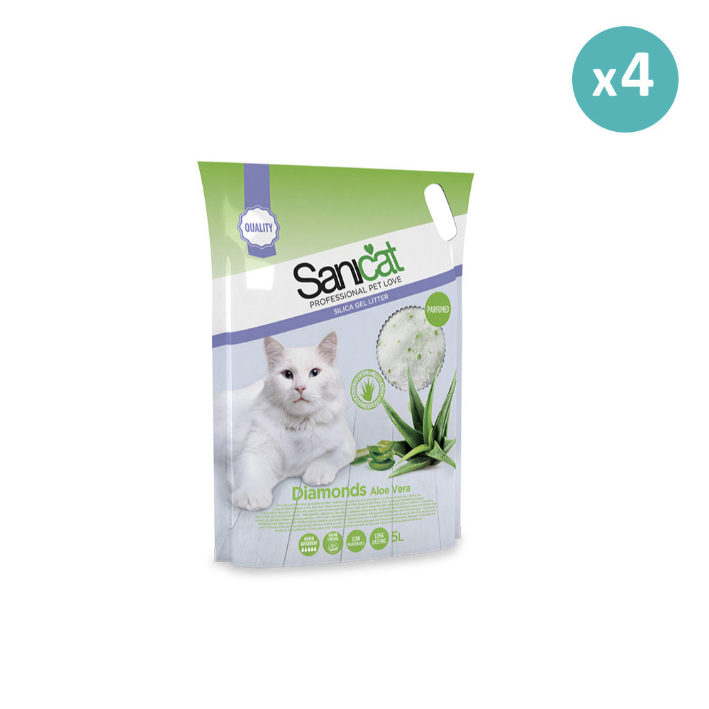 Litiere Sanicat absorbante à base de silice - Aloe Vera 4 x 5L