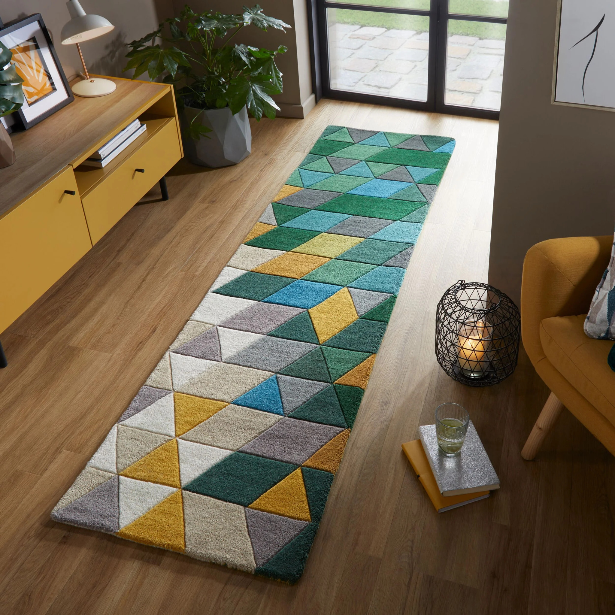 Tapis en laine de couloir PRISM Vert