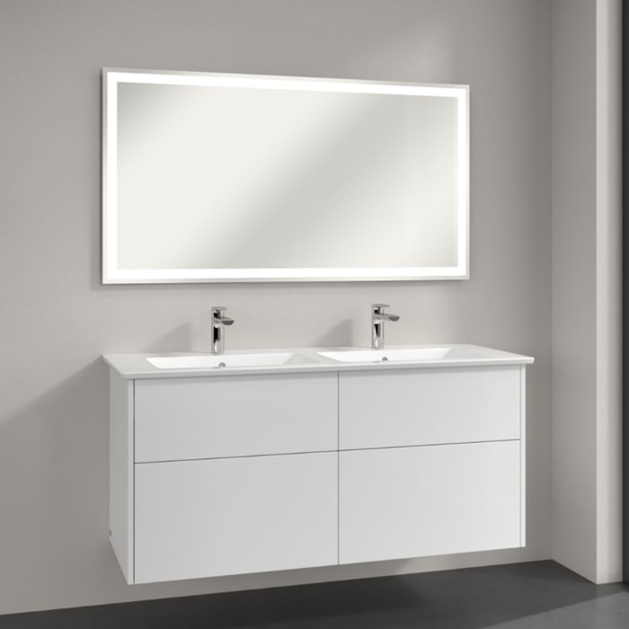 Set meuble avec vasque Finero Villeroy & Boch 130cm Blanc brillant  avec miroir avec éclairage