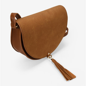 Bolso bandolera cuero con solapa y flecos