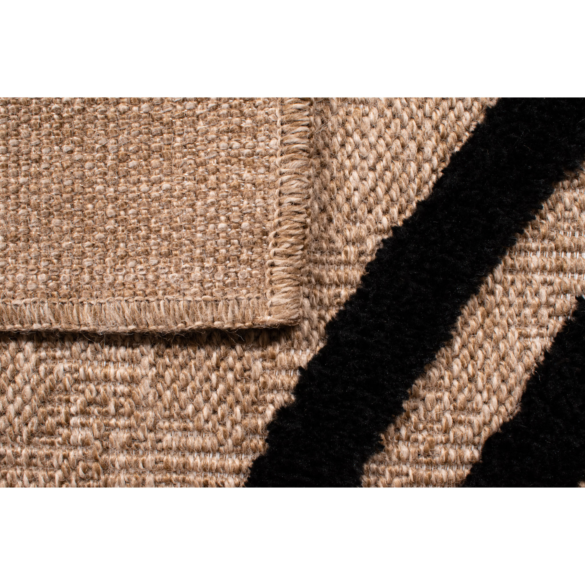 PALMA - Tapis aspect jute à motif géométrique en relief - Noir