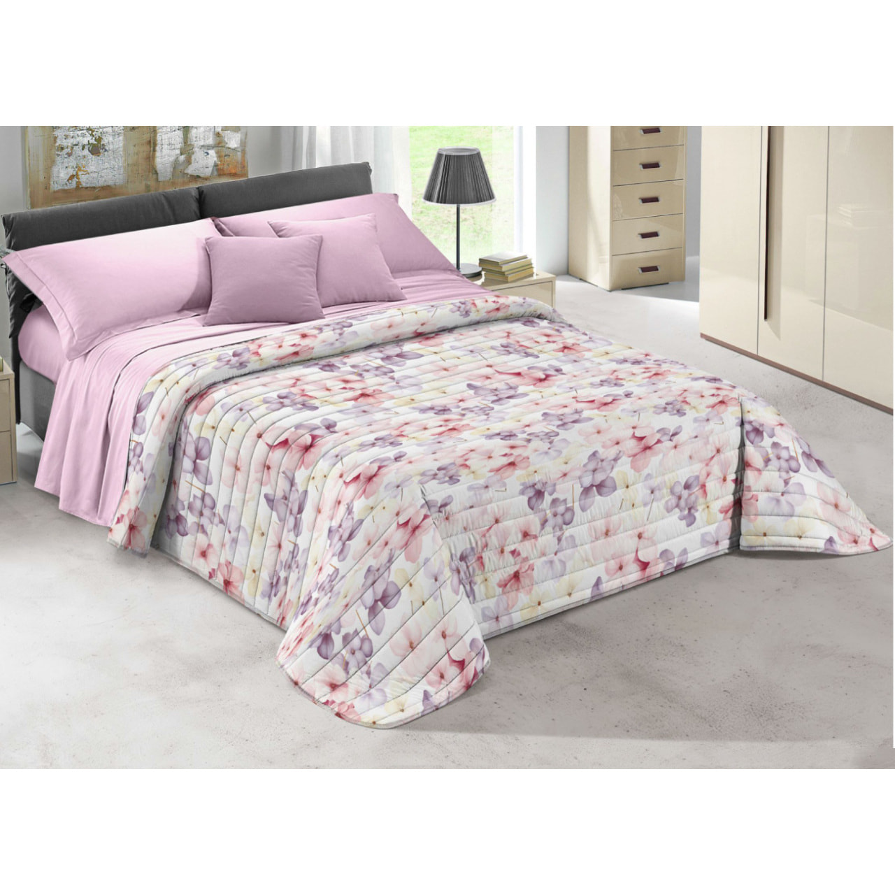 Quilt Trapuntino Piumino Estivo 100gr/mq Microfibra Disegno Summer Rose D1