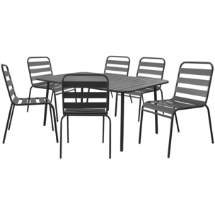 Table et chaises de jardin en métal "Bilbao" - 6 places - Gris