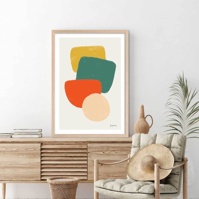 Affiche Palette couleur primaire Affiche + cadre en bois - Chêne