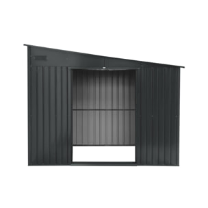 Abri de jardin acier 8.96m² avec kit d'ancrage anthracite L 277.5 x l 322 x H 203 cm - Ornay