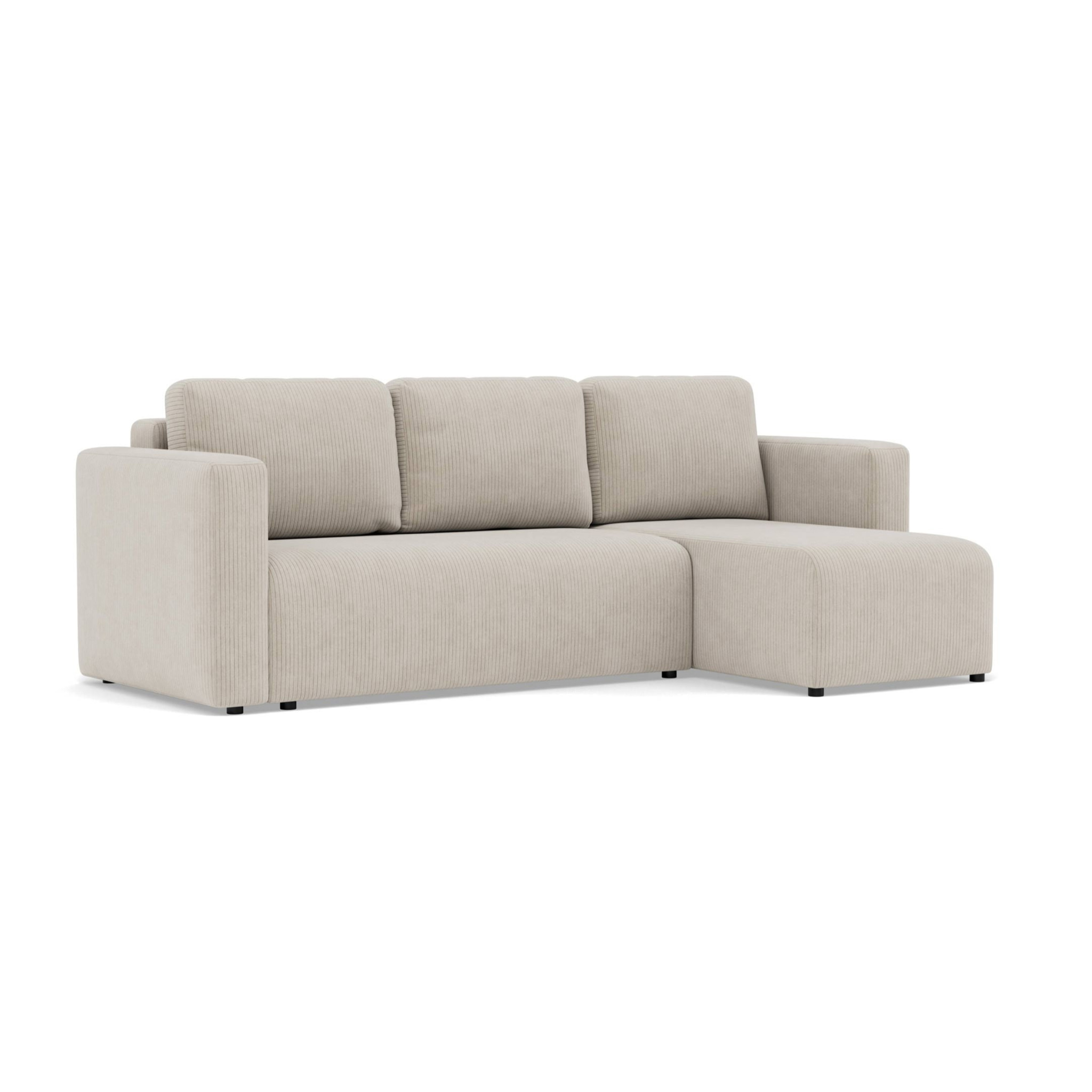 Canopy - canapé d'angle réversible 4 places convertible avec coffre en velours côtelé - Beige