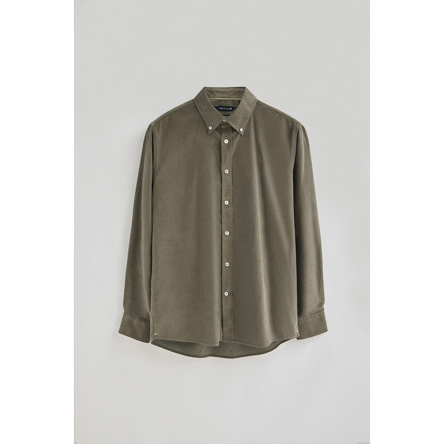 Camisa verde militar de pana con logo Rigby Go