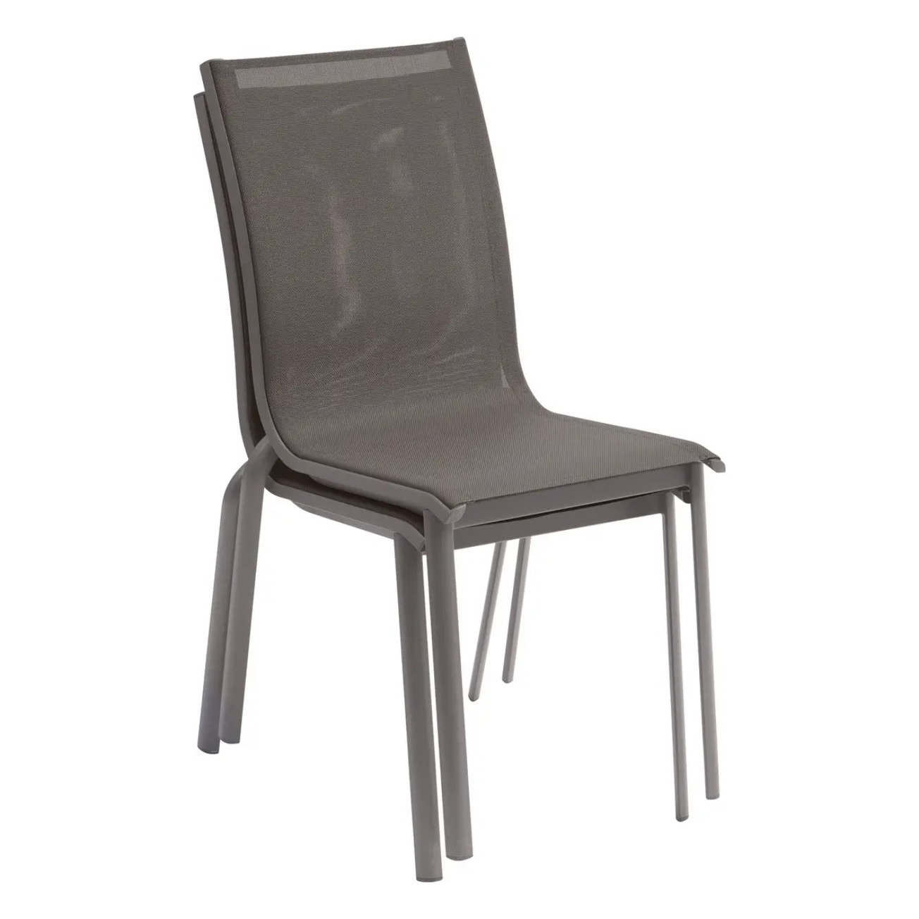 Chaise de jardin empilable "Axant" wengé & praline en aluminium traité époxy