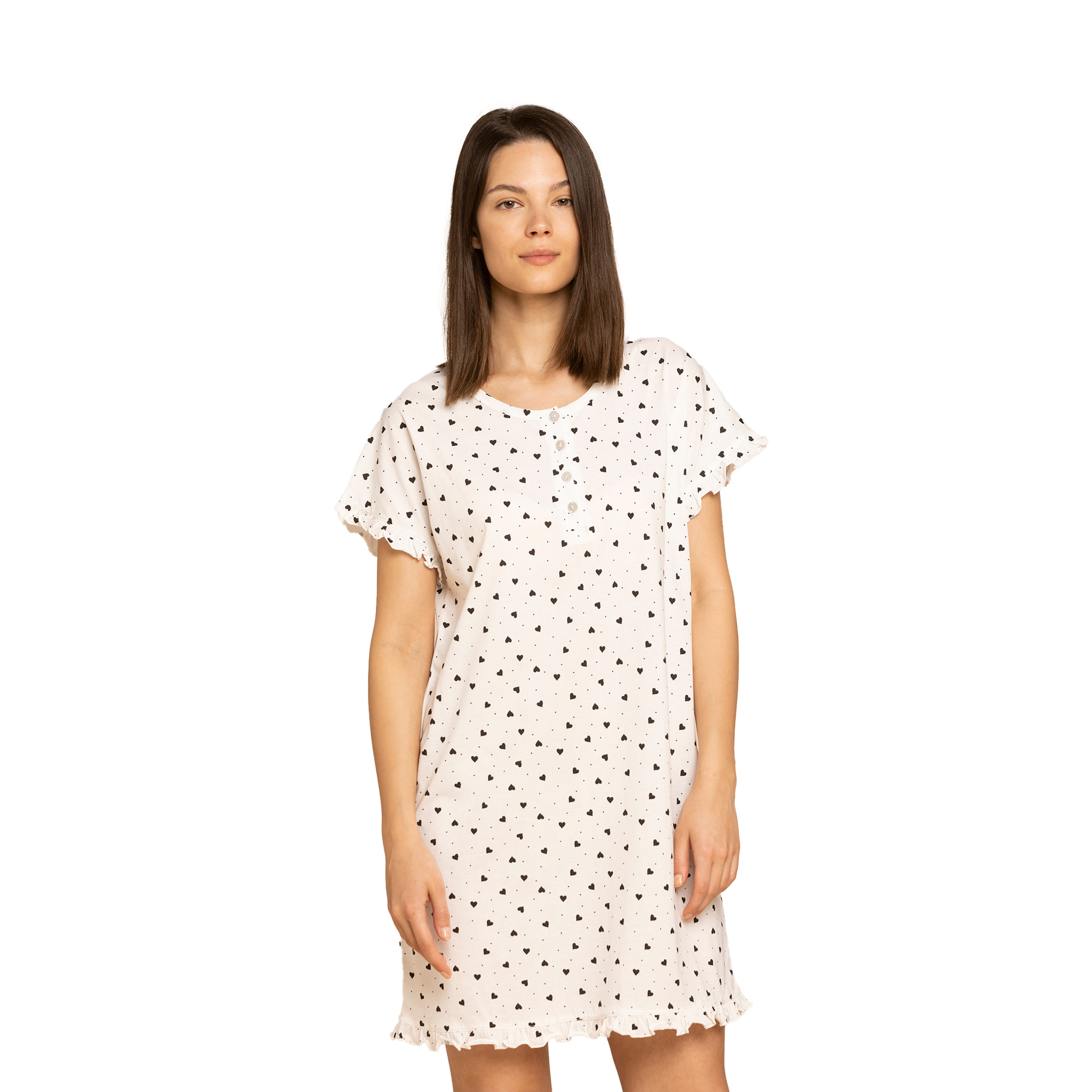 Camicia da notte donna cotone cuoricino Noidinotte