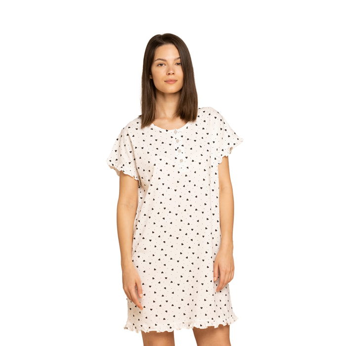Camicia da notte donna cotone cuoricino Noidinotte