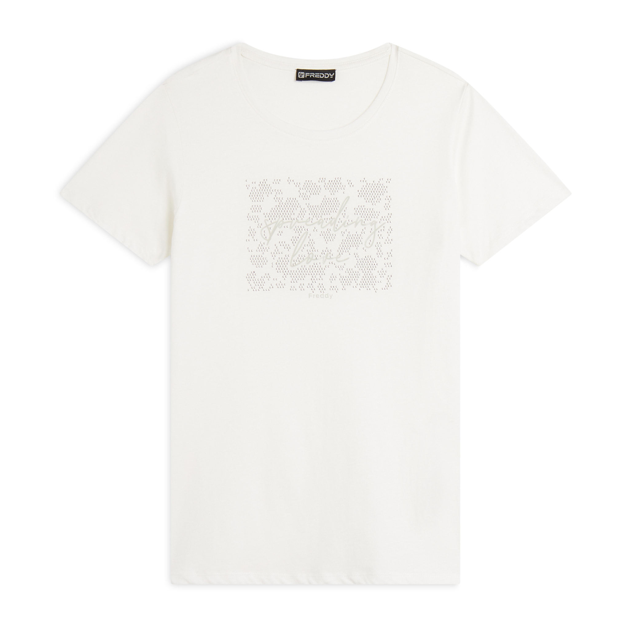 T-shirt donna comfort fit con grafica composta da strass