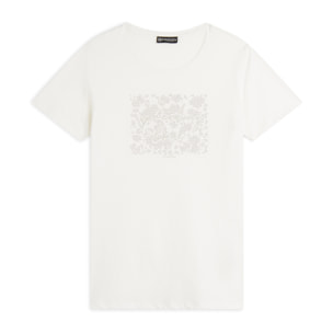 T-shirt donna comfort fit con grafica composta da strass