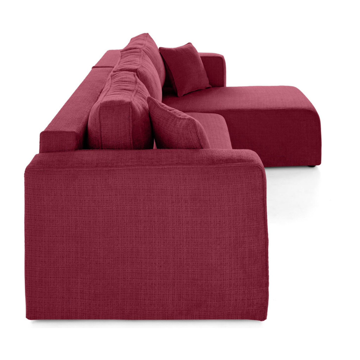 Topaze - canapé d'angle déhoussable réversible 4 places en velours texturé - Prune