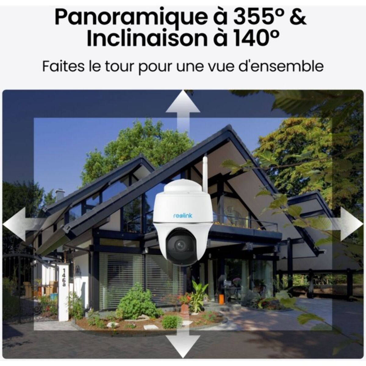 Caméra de surveillance REOLINK B420 + panneau solaire Blanc